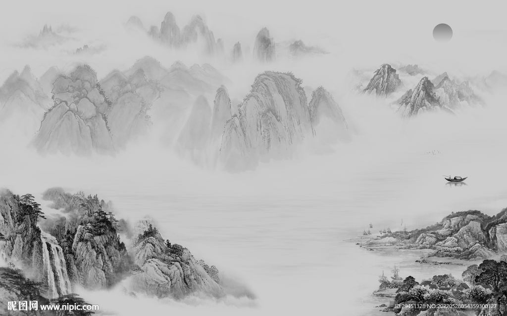 人气简约新品山水 Tif分层