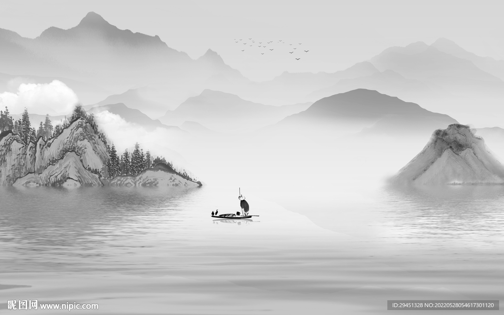 最新意境简约山水 TIf分层