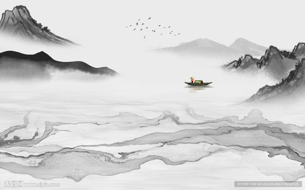 背景墙人气风景山水 TIf分层