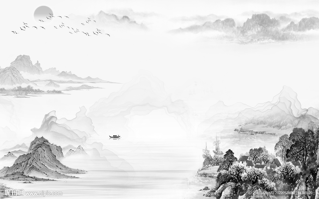 极简人气风景山水 TIf分层