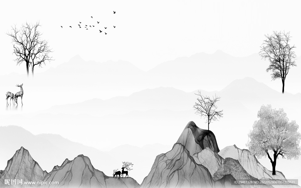 客厅人气风景山水 TIf分层