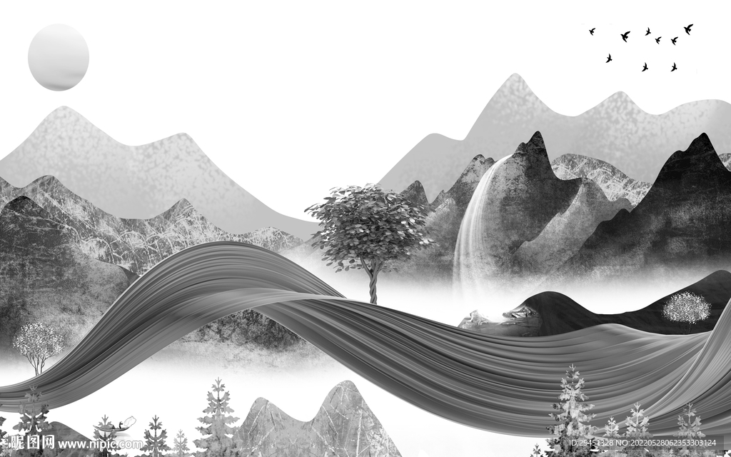 新上架山水最新框画 TiF分层