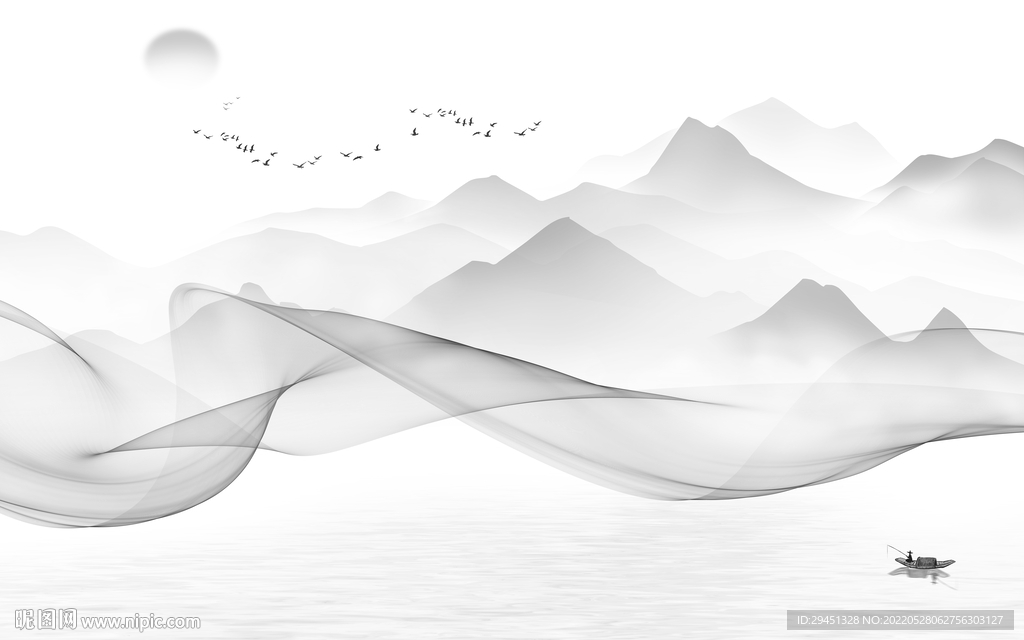 水墨人气风景山水 TIf分层