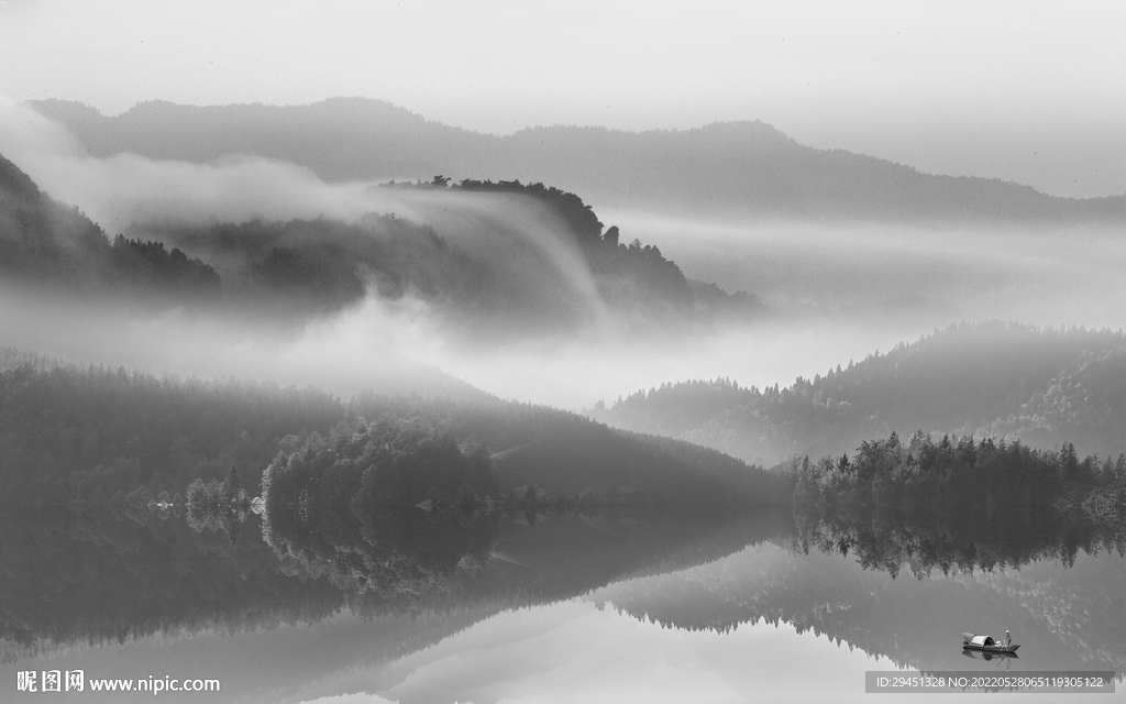 客厅高清灰色山水 TIf分层