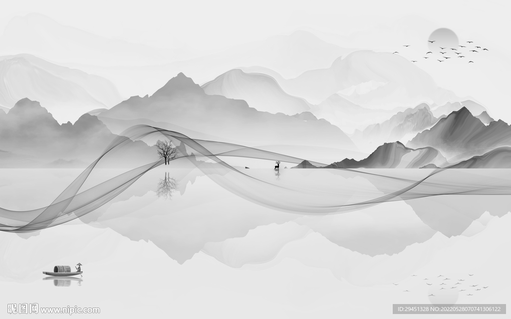 新款高清灰色山水 TIf分层