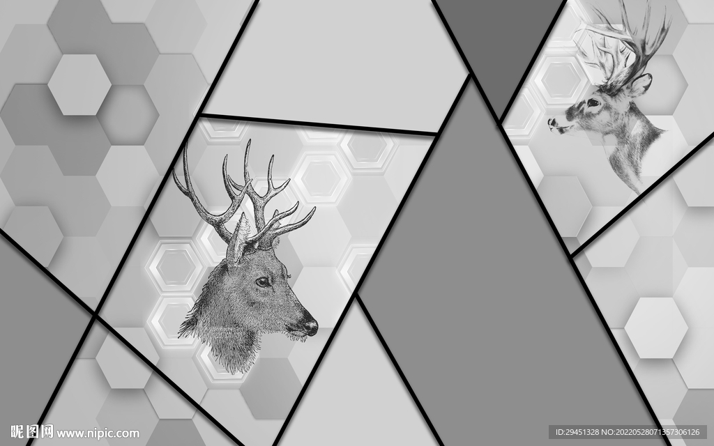 几何 新欧式无框画 TIF分层