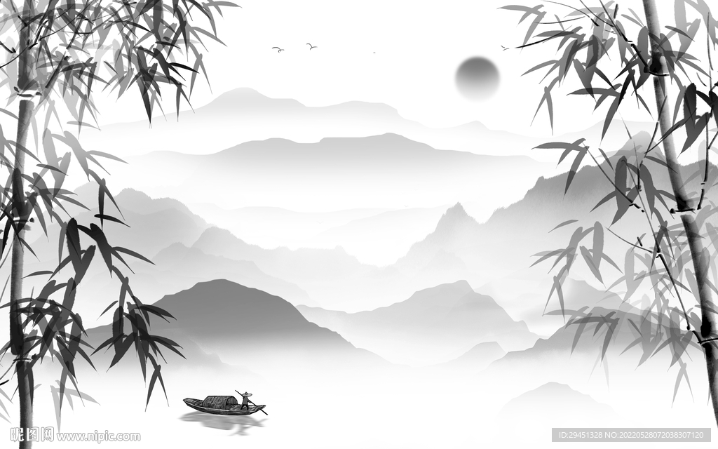 竹子简约新品山水 Tif分层