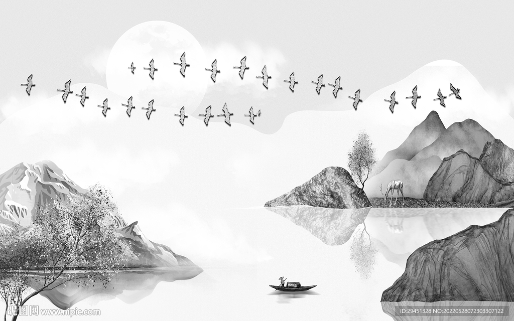 高清 简约新品山水 Tif分层