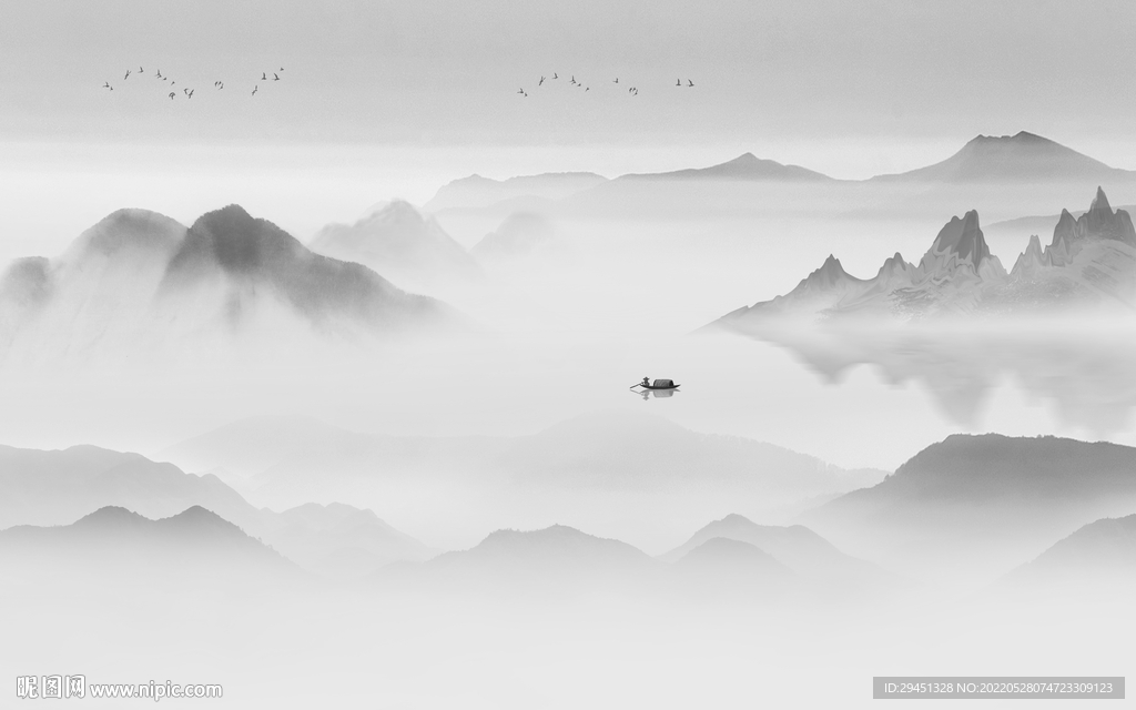 中式意境简约山水 TIf分层