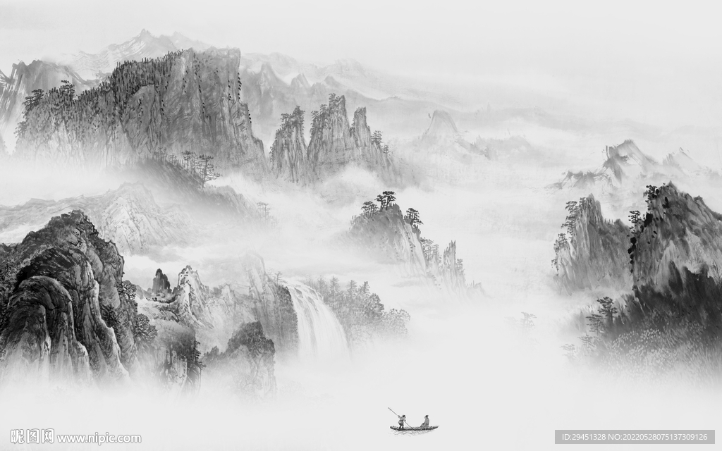 大气高清灰色山水 TIf分层