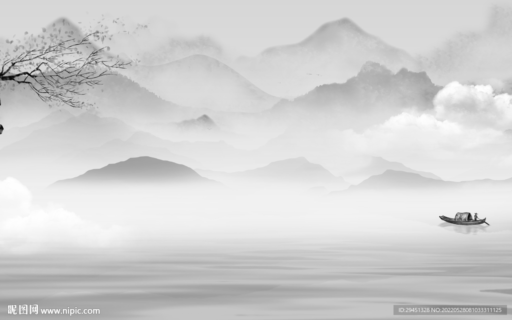 高端 高清灰色山水 TIf分层