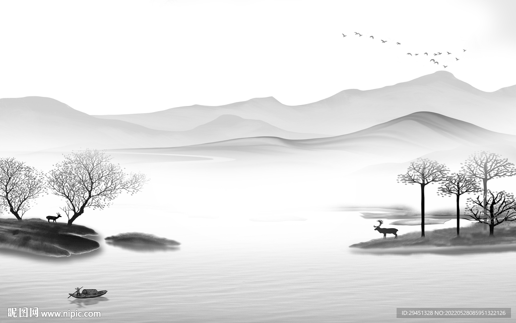 现代新款意境山水 TiF分层