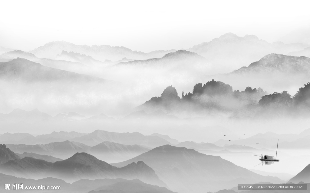 灰色山水新中式画 TiF分层