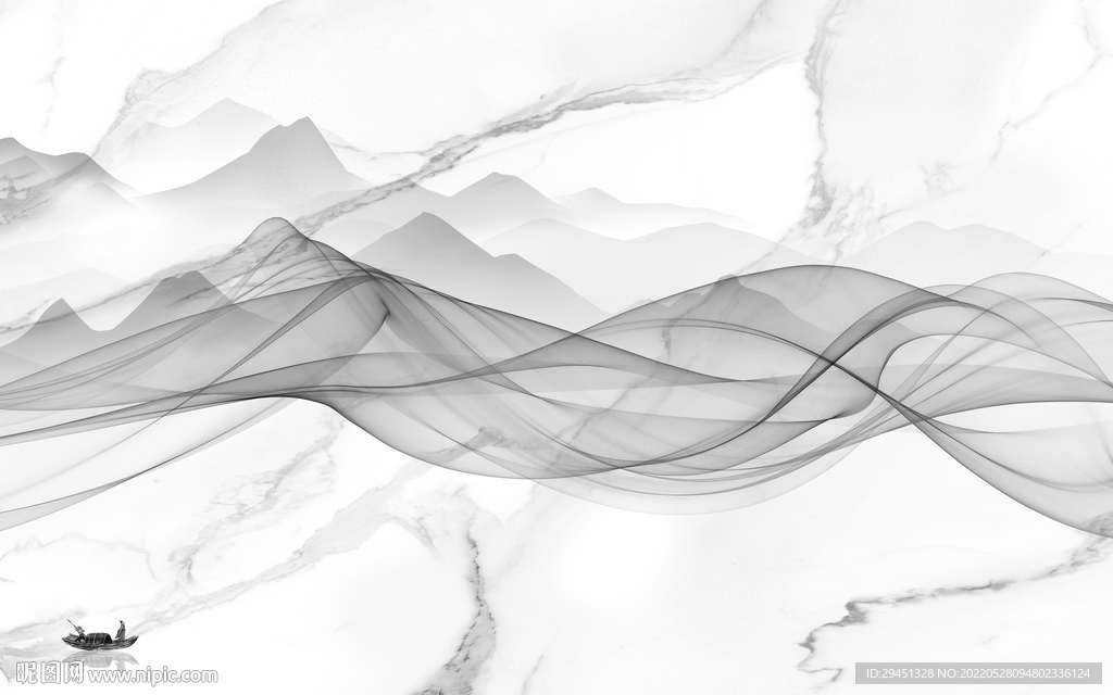 背景墙山水新中式画 TiF分层
