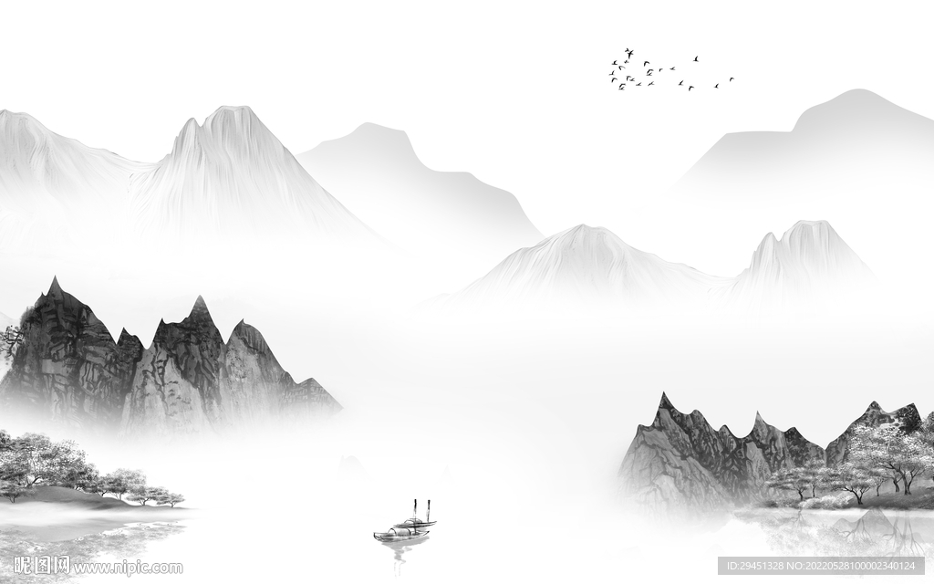 新款山水新中式画 TiF分层