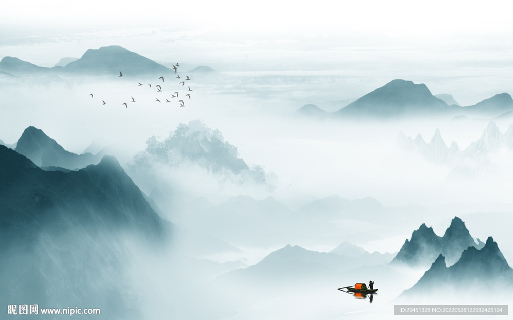 背景墙新高档山水画 Tif分层