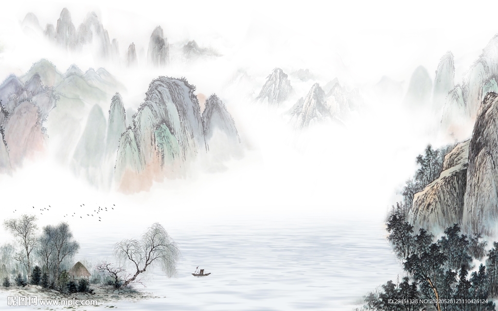 电视新高档山水画 Tif分层