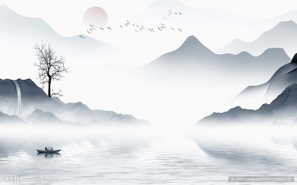 客厅新高档山水画 Tif分层