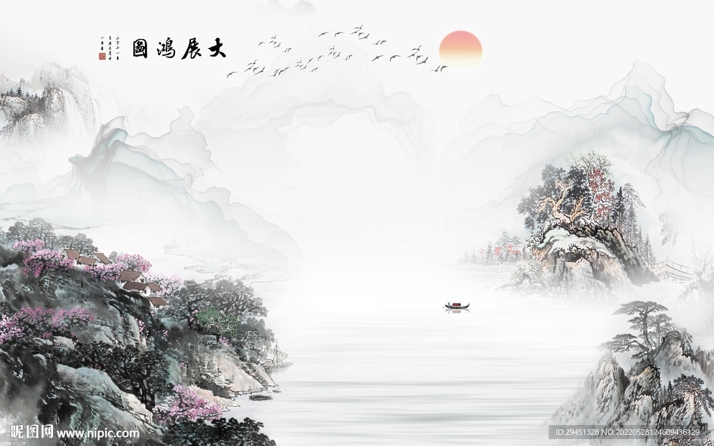 中国风新高档山水画 Tif分层