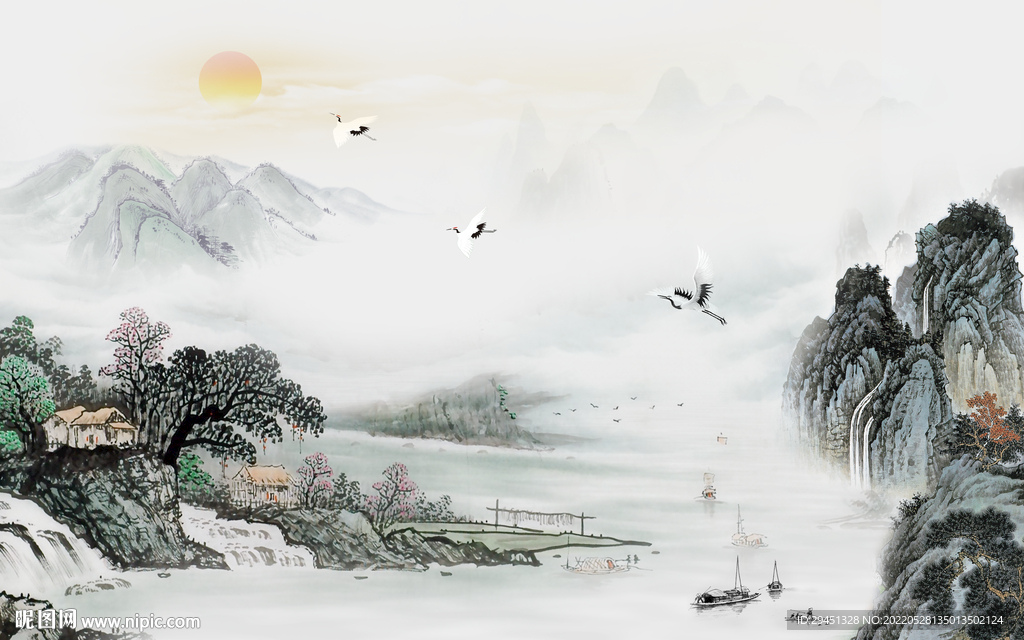 最新中式现代墙画 TiF分层