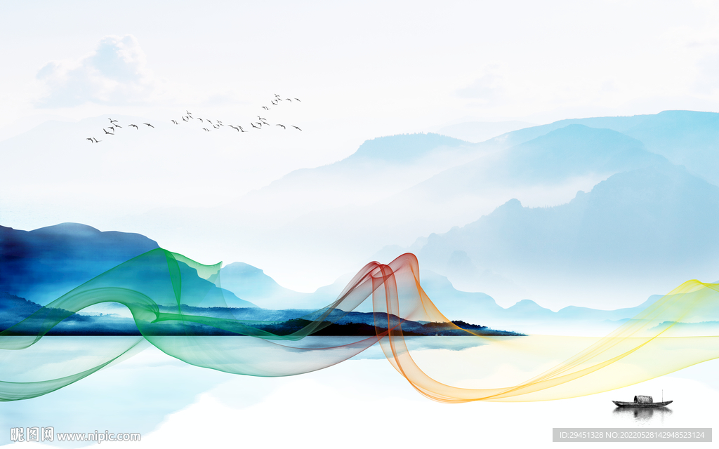 无框画新品山水墙画 TiF分层