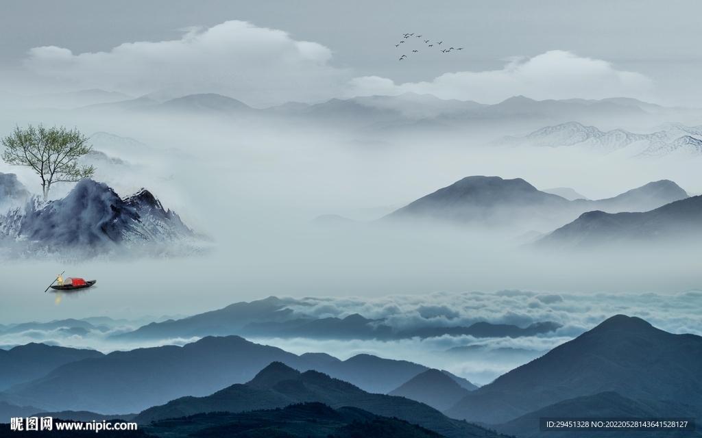 新款新品山水墙画 TiF分层