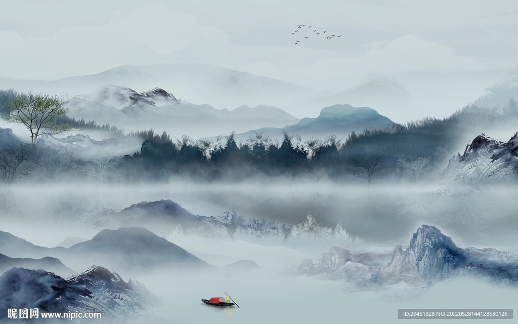 新中式新品山水墙画 TiF分层