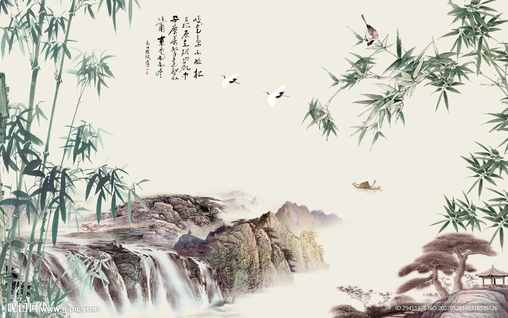 古风新品山水墙画 TiF分层