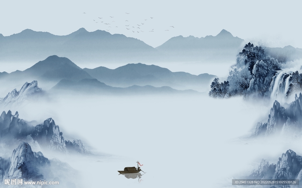 新品意境客厅墙画 Tif分层