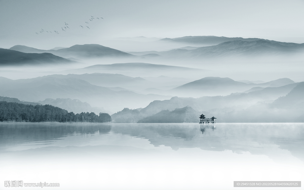 新款意境客厅墙画 Tif分层