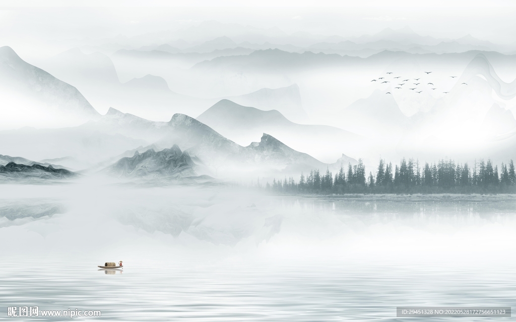 水墨爆款客厅新画 TiF分层