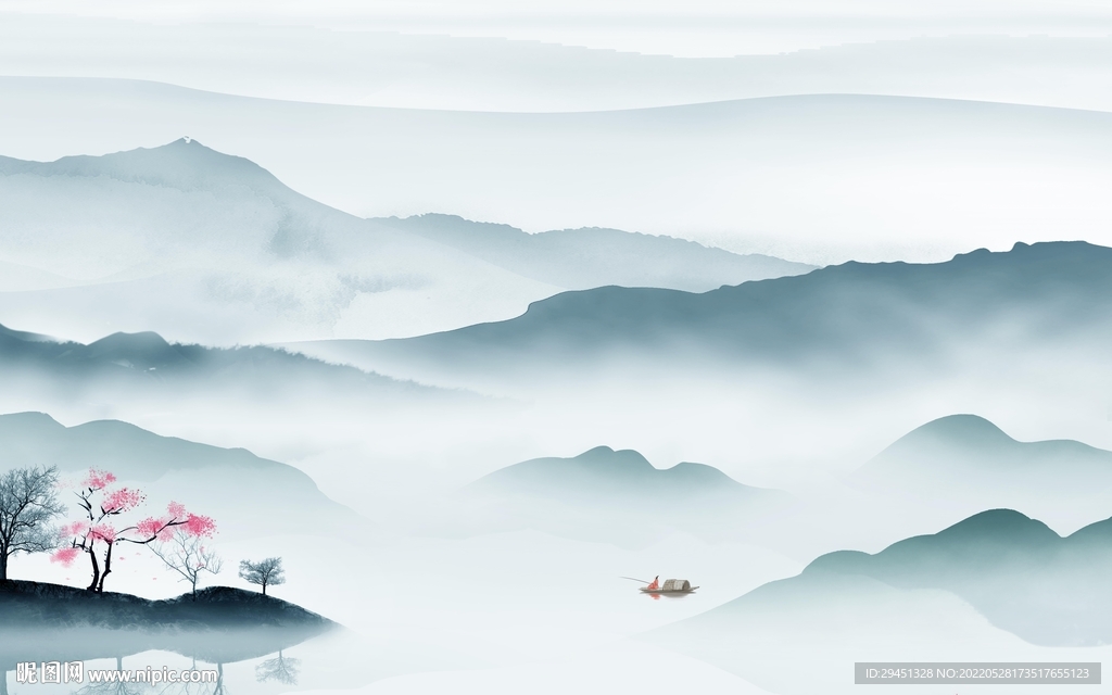 最新 意境客厅墙画 Tif分层