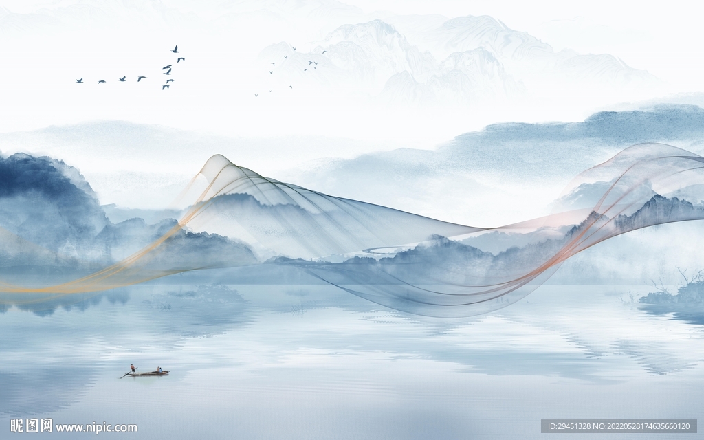 意境新款山水墙画 Tif分层