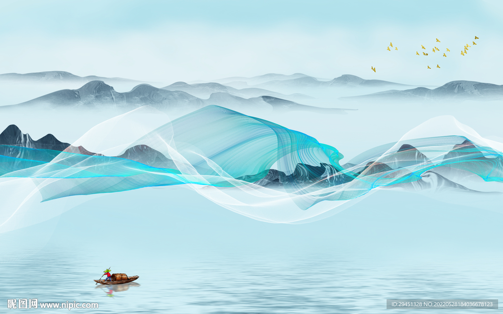 电视 意境客厅墙画 Tif分层