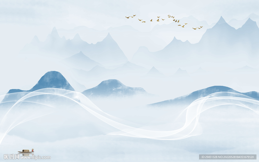 中国风新品最新墙画 Tif分层