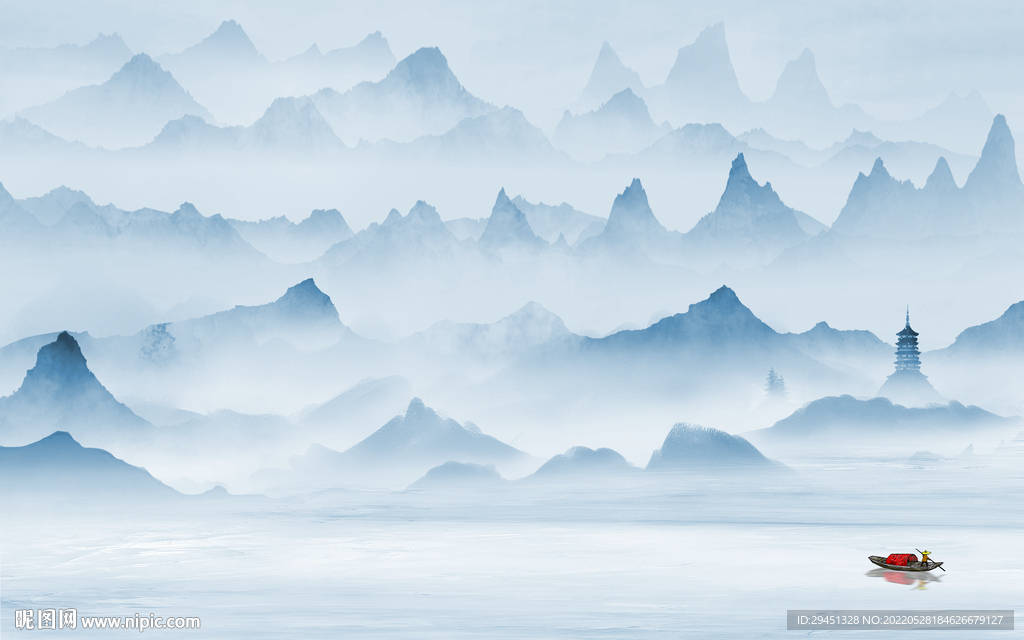 新中式新品最新墙画 Tif分层