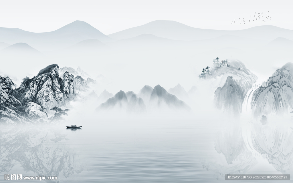 高档 新款山水墙画 Tif分层