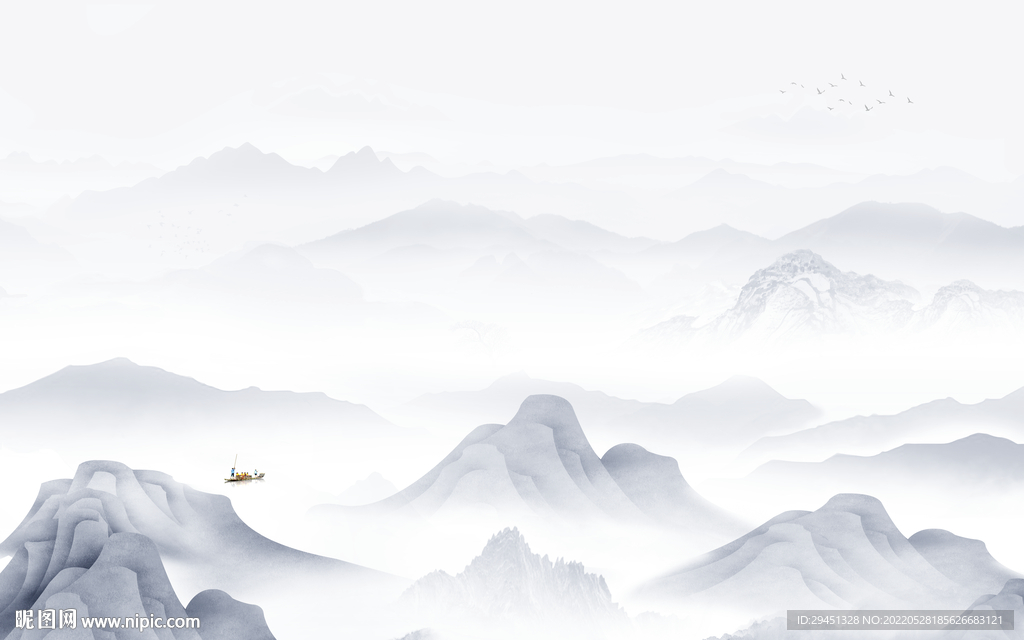 大气 意境客厅墙画 Tif分层