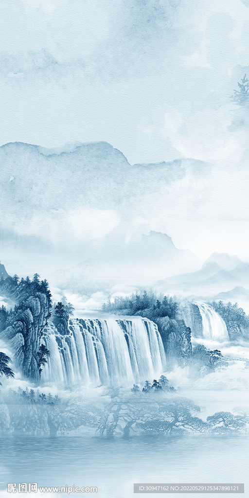 高档意境玄关山水 Tif分层