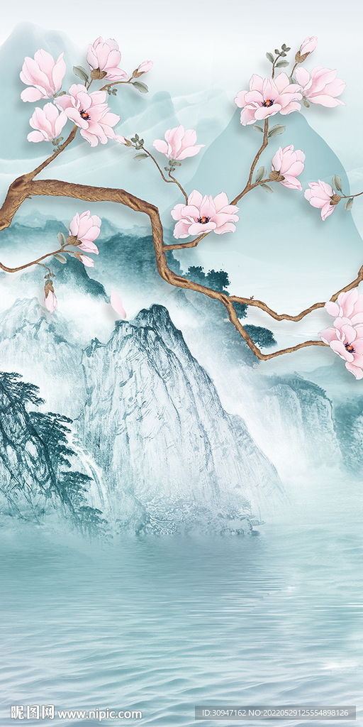 高端 意境玄关山水 Tif分层