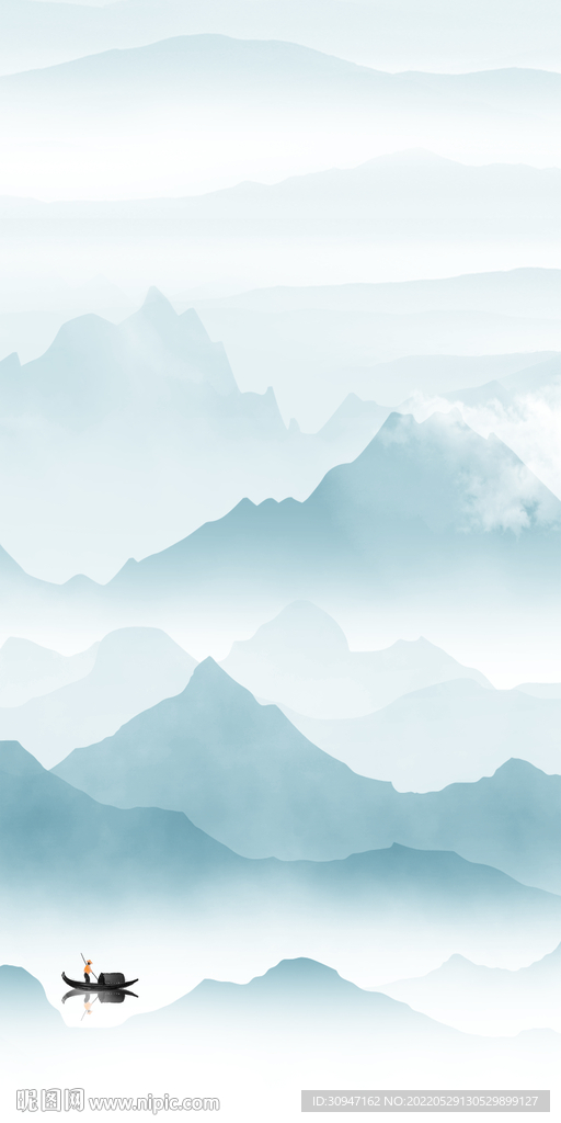 新品意境玄关山水 Tif分层