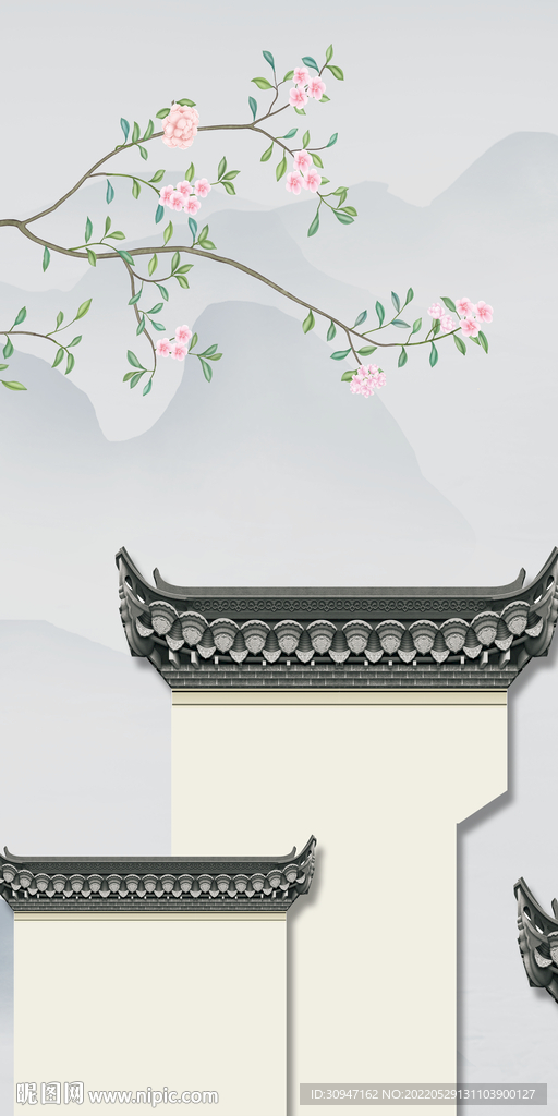 现代意境玄关山水 Tif分层