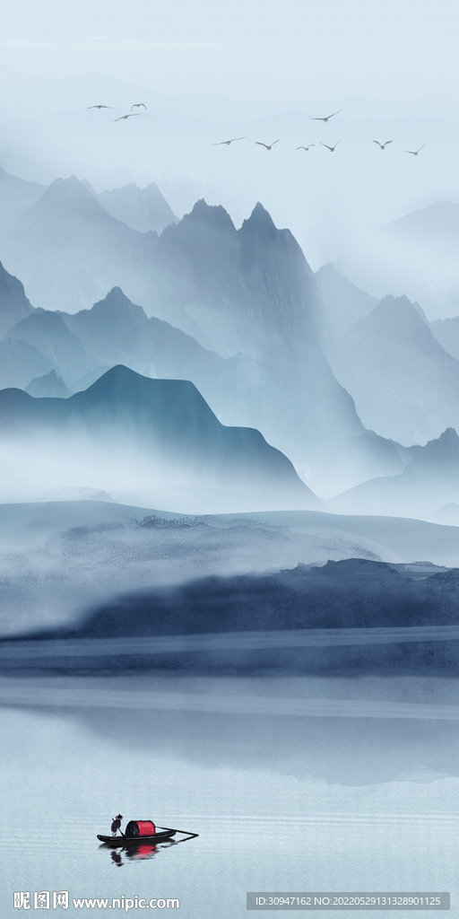 人气意境玄关山水 Tif分层