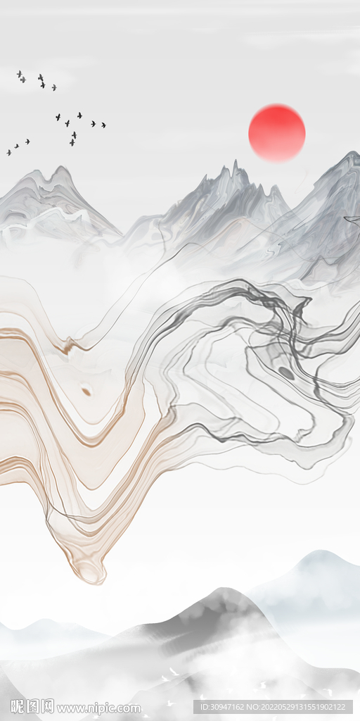 大气意境玄关山水 Tif分层