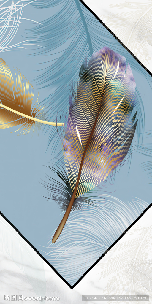 羽毛欧式晶瓷画 TIf分层