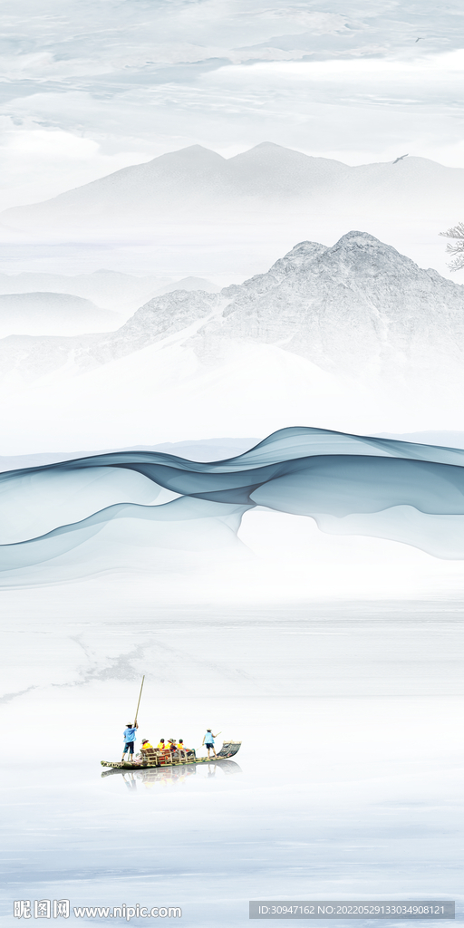 别墅意境玄关山水 Tif分层