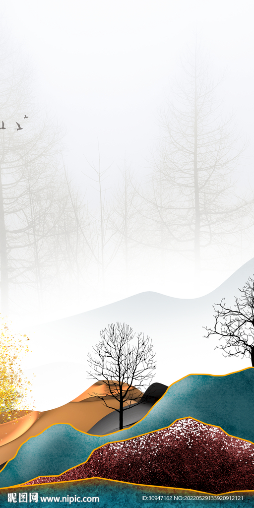 简约山水新晶瓷画 TIf分层