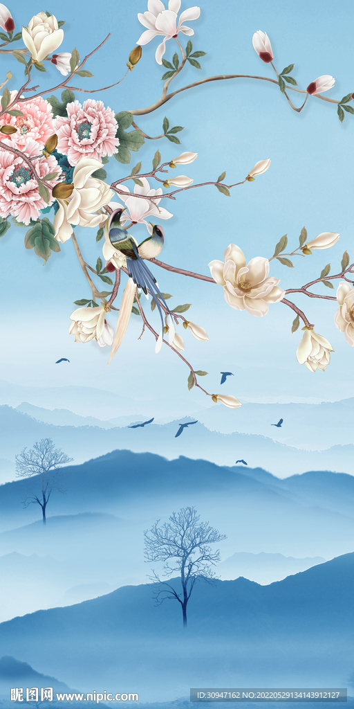 花鸟新山水玄关画 TiF分层