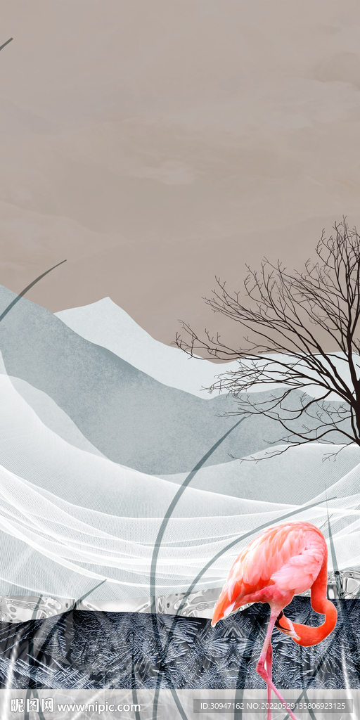 现代火烈鸟晶瓷画 TIf分层