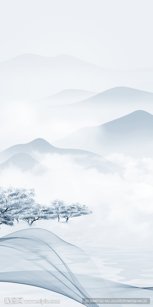 中国风玄关风景框画 TiF分层